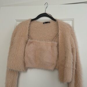 ZARA 2 Piece Fuzzy Set (tank+shrug)